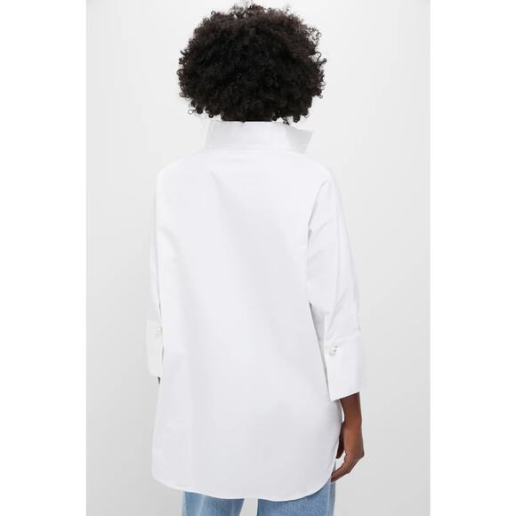 Tuckernuck Blanc Willow Blouse SZ XS Pearl Button Cotton 3/4 Sleeve White Tunic - Picture 4 of 12